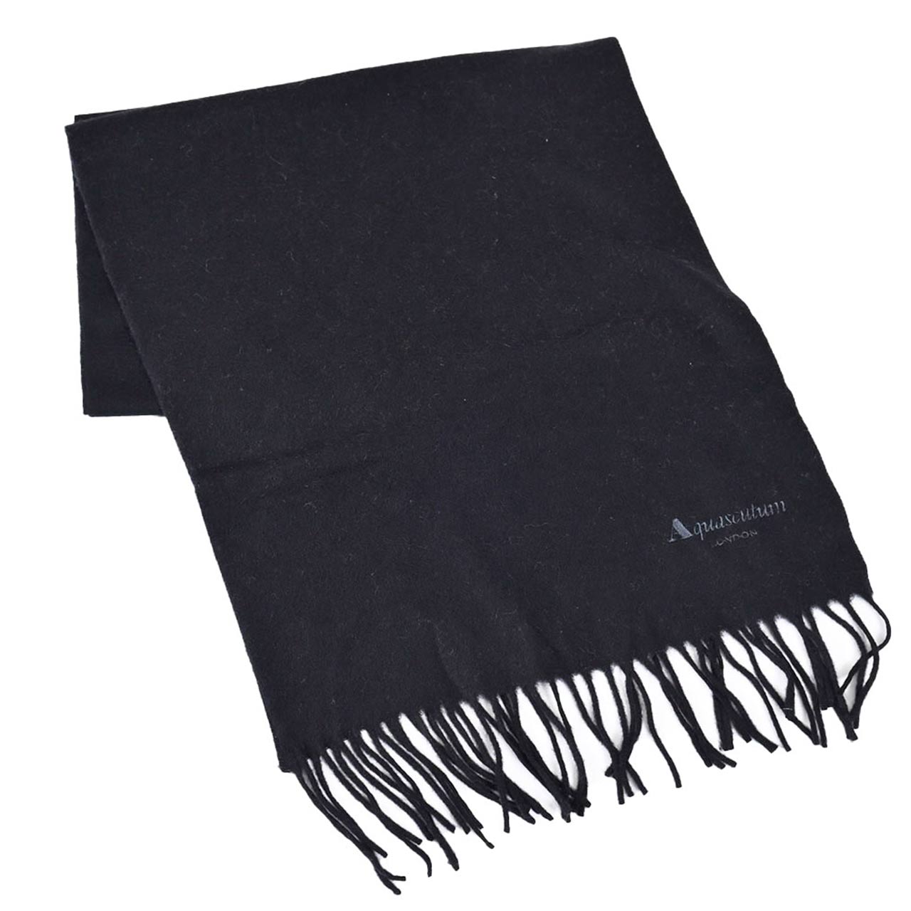 アクアスキュータム AQUASCUTUM マフラー AQS80 PLAIN MUFFLER CASHMERE100% 0900 ブラック メンズ レディース