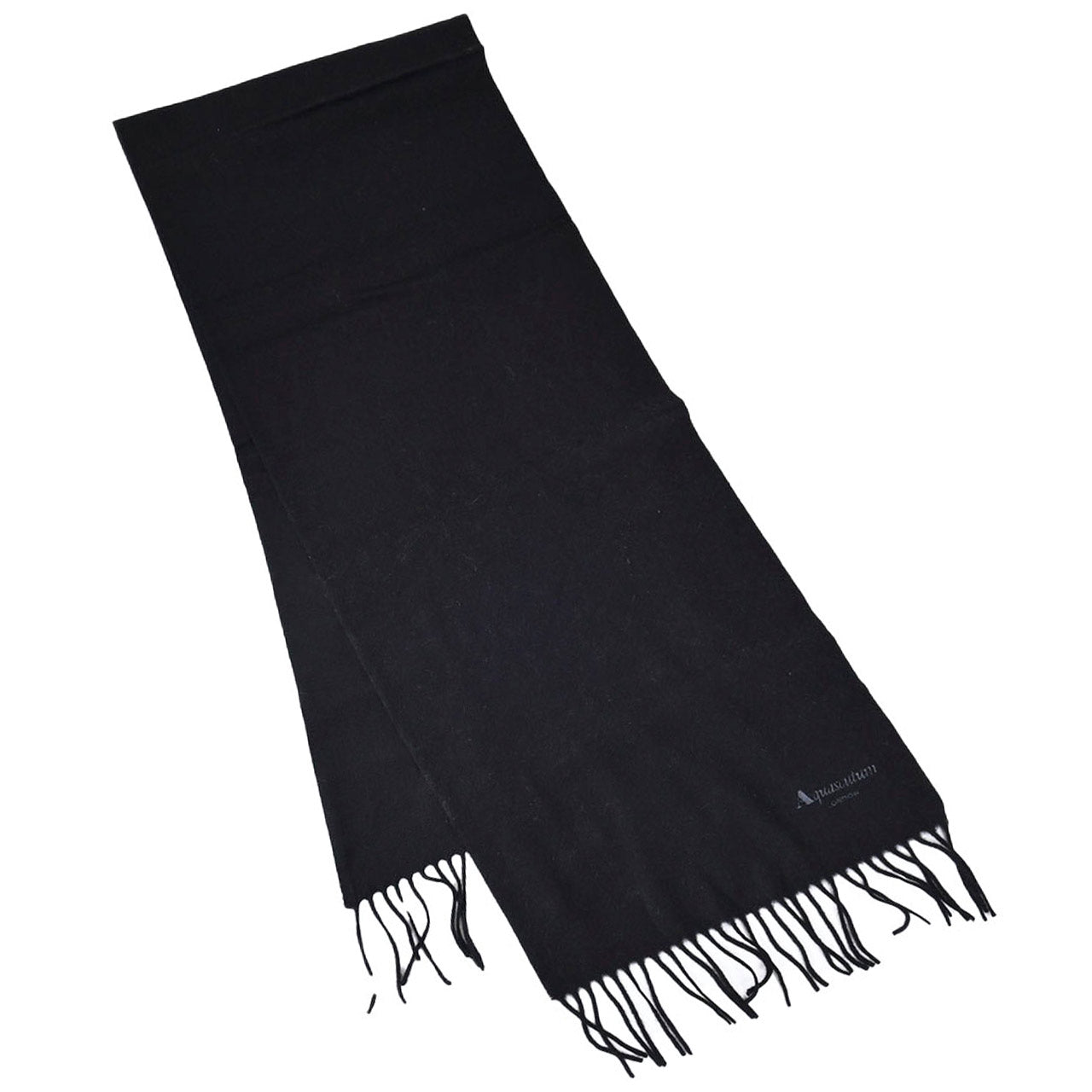 アクアスキュータム AQUASCUTUM マフラー AQS80 PLAIN MUFFLER CASHMERE100% 0900 ブラック メンズ レディース