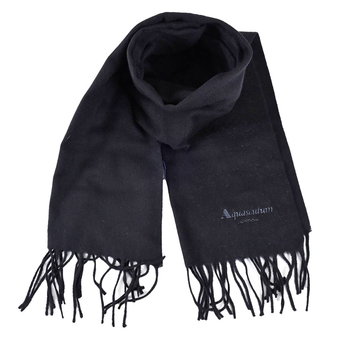 アクアスキュータム AQUASCUTUM マフラー AQS80 PLAIN MUFFLER CASHMERE100% 0900 ブラック メンズ レディース