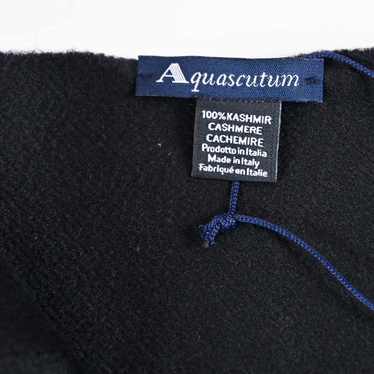 アクアスキュータム AQUASCUTUM マフラー AQS80 PLAIN MUFFLER CASHMERE100% 0900 ブラック メンズ レディース
