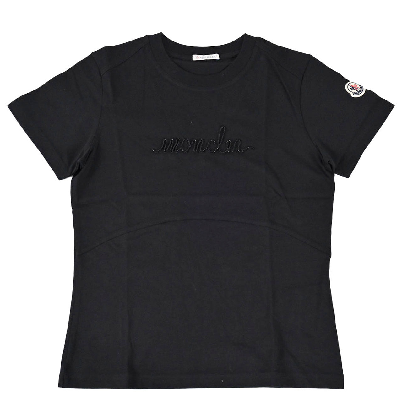 ★モンクレール MONCLER クルーネック半袖Tシャツ MANICA 89AIJ 8C000 15 999 ブラック 2024SS レディース