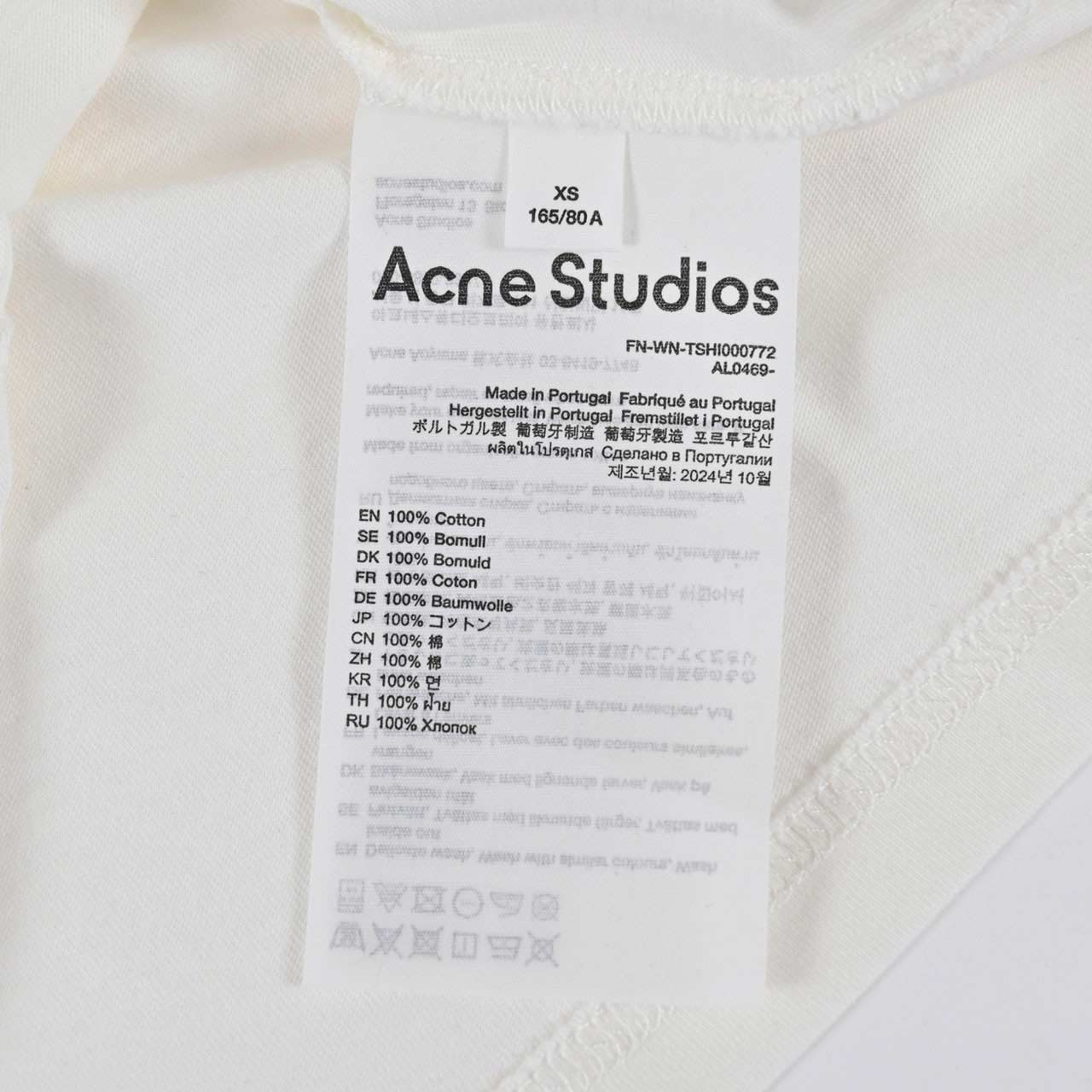 ★アクネストゥディオズ Acne Studios Tシャツ AL0469 WHITE ホワイト 2024SS レディース