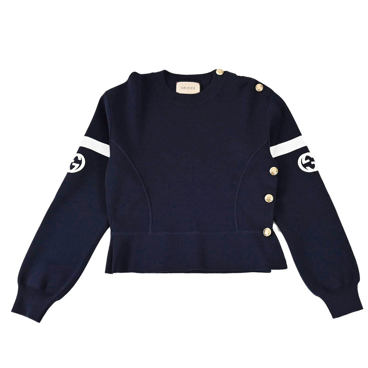 ★グッチ GUCCI クルーネックセーター 764692 XKDQS 4417 ネイビー 2024SS レディース