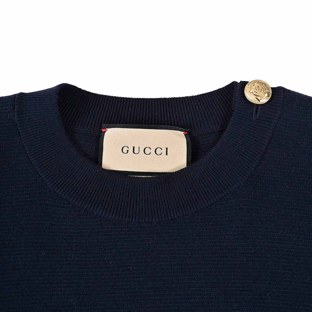 ★グッチ GUCCI クルーネックセーター 764692 XKDQS 4417 ネイビー 2024SS レディース