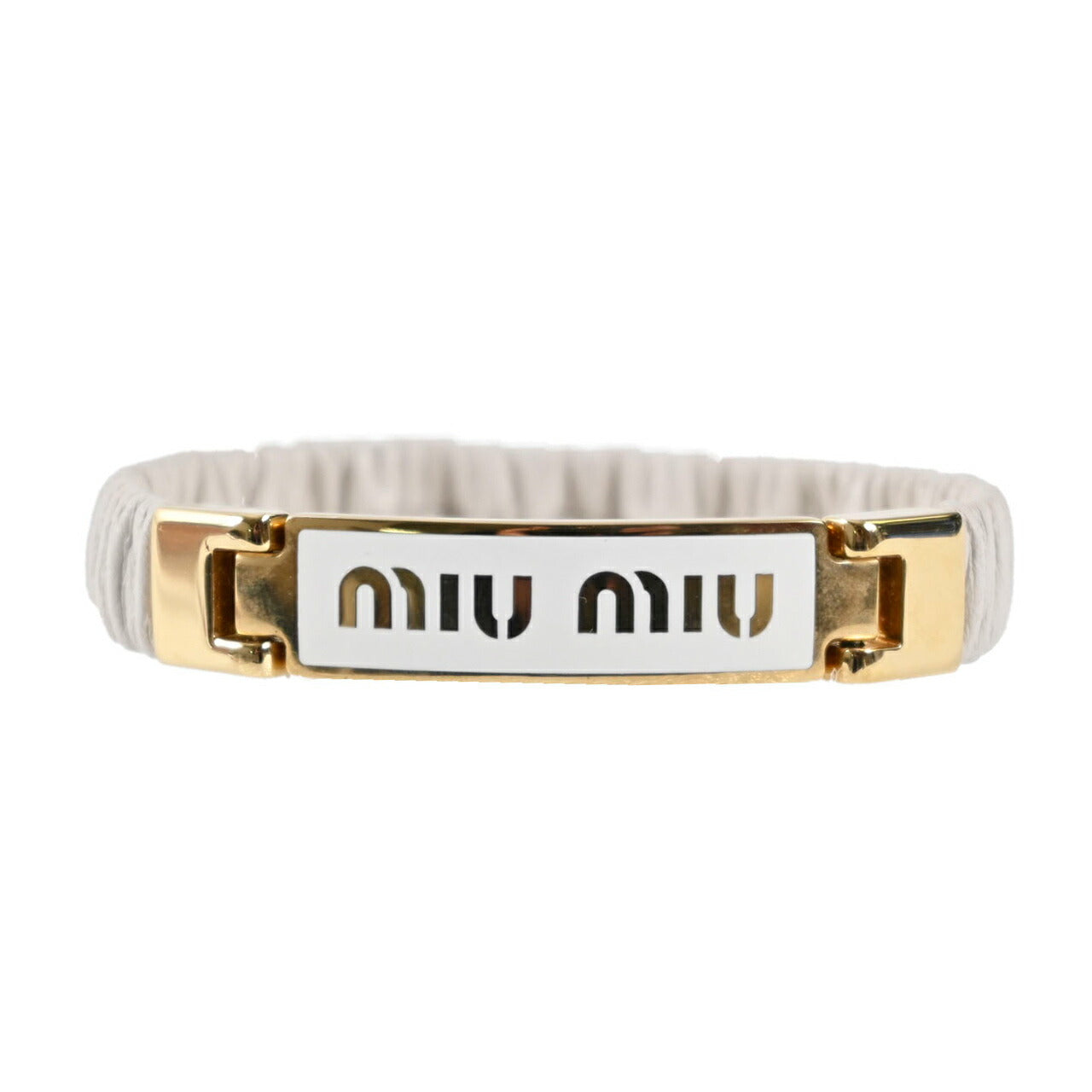 ★ミュウミュウ MIUMIU ブレスレット 5IB425 2F32 01 BIANCO ホワイト レディース