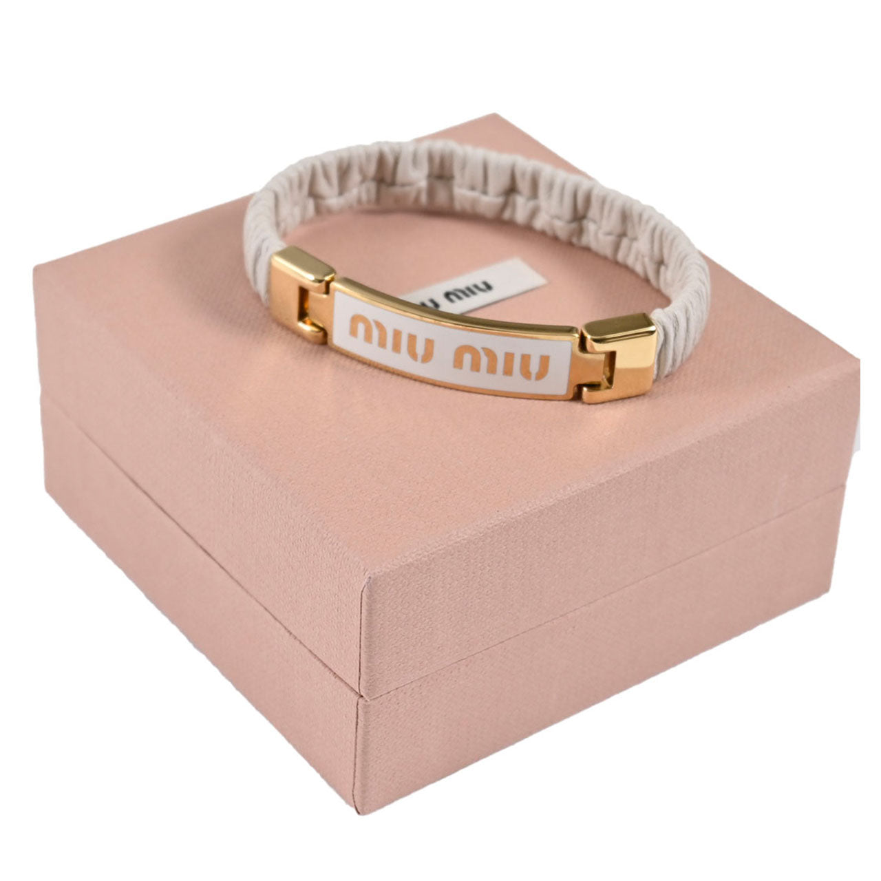 ★ミュウミュウ MIUMIU ブレスレット 5IB425 2F32 01 BIANCO ホワイト レディース