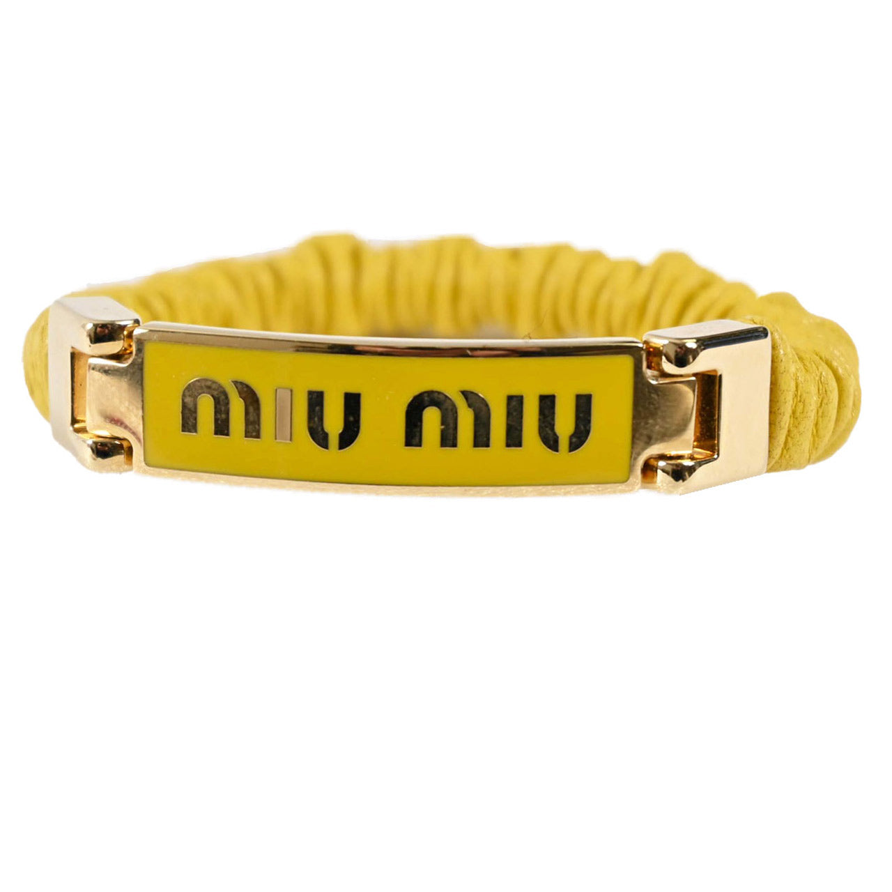 ★ミュウミュウ MIUMIU ブレスレット 5IB425 2F32 01 PIRITE イエロー レディース