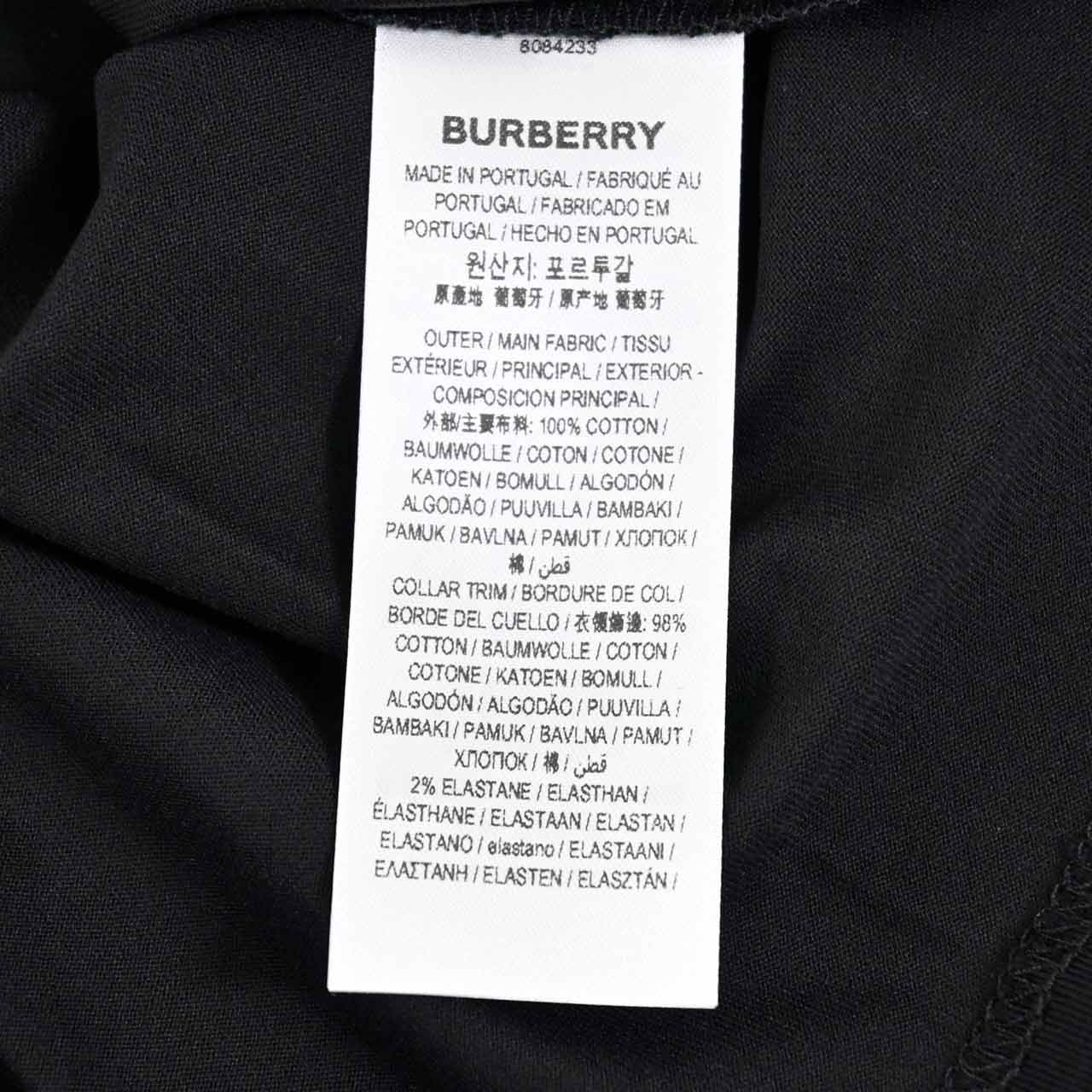 ★バーバリー BURBERRY Tシャツ 8084233 A1189 ブラック 年秋冬 メンズ