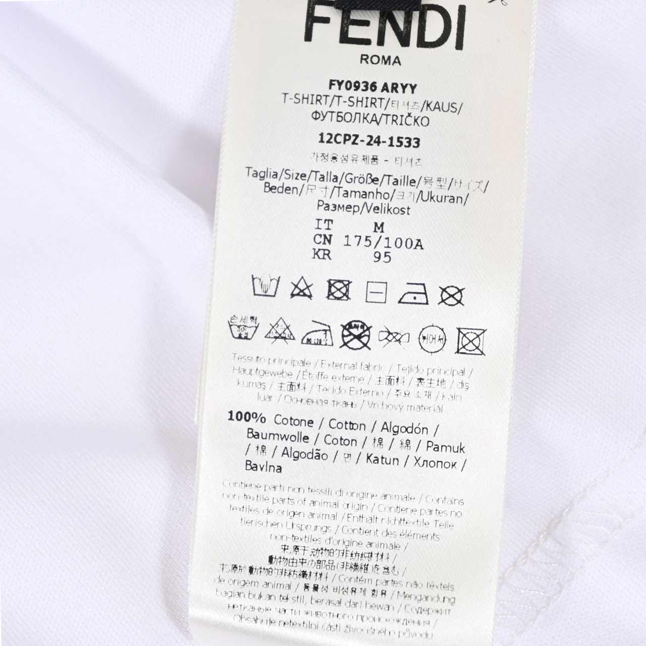 ★フェンディ FENDI Tシャツ ARYY FY0936 F0QA0 ホワイト メンズ