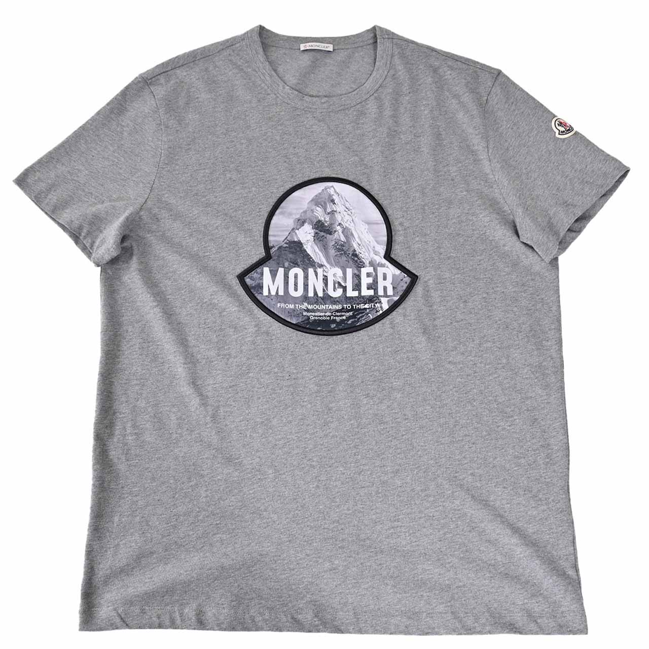 ★モンクレール MONCLER クルーネック半袖Tシャツ 8C01124 8390Y 984 グレー メンズ