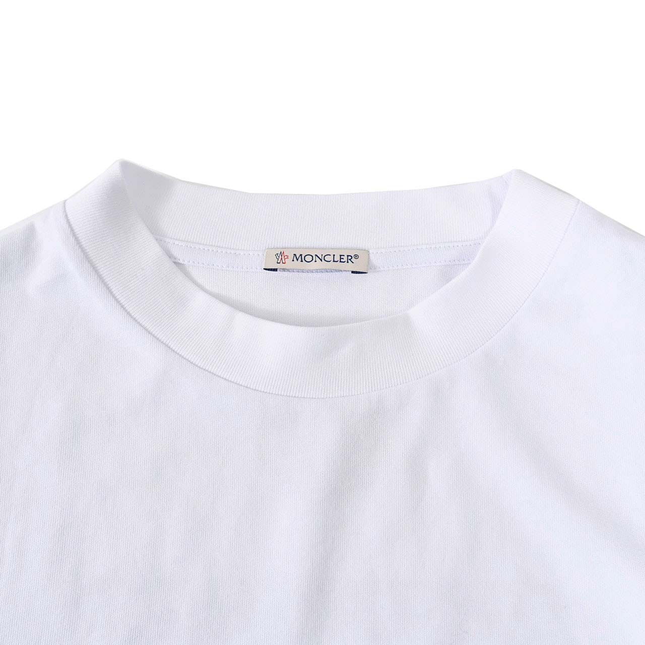 ★モンクレール MONCLER クルーネック半袖Tシャツ 8C01084 8390Y 001 ホワイト メンズ
