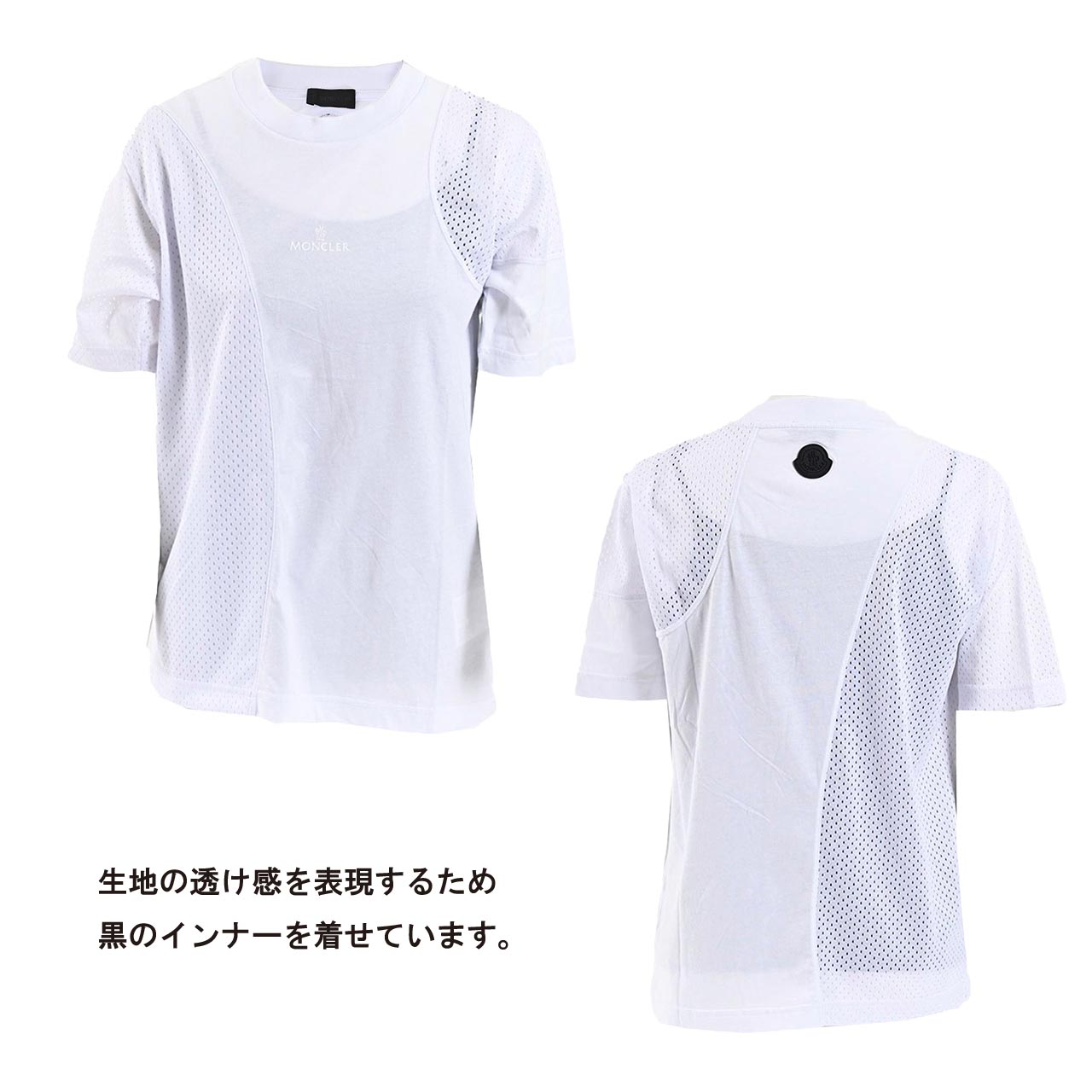 ★モンクレール MONCLER Tシャツ 8C01164 8390Y 001 ホワイト レディース