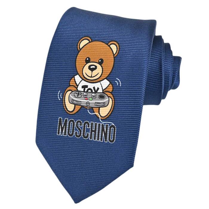 モスキーノ ネクタイ 7.5CM MOSCHINO M5412 55050-2 ブルー 2020年秋冬 メンズ