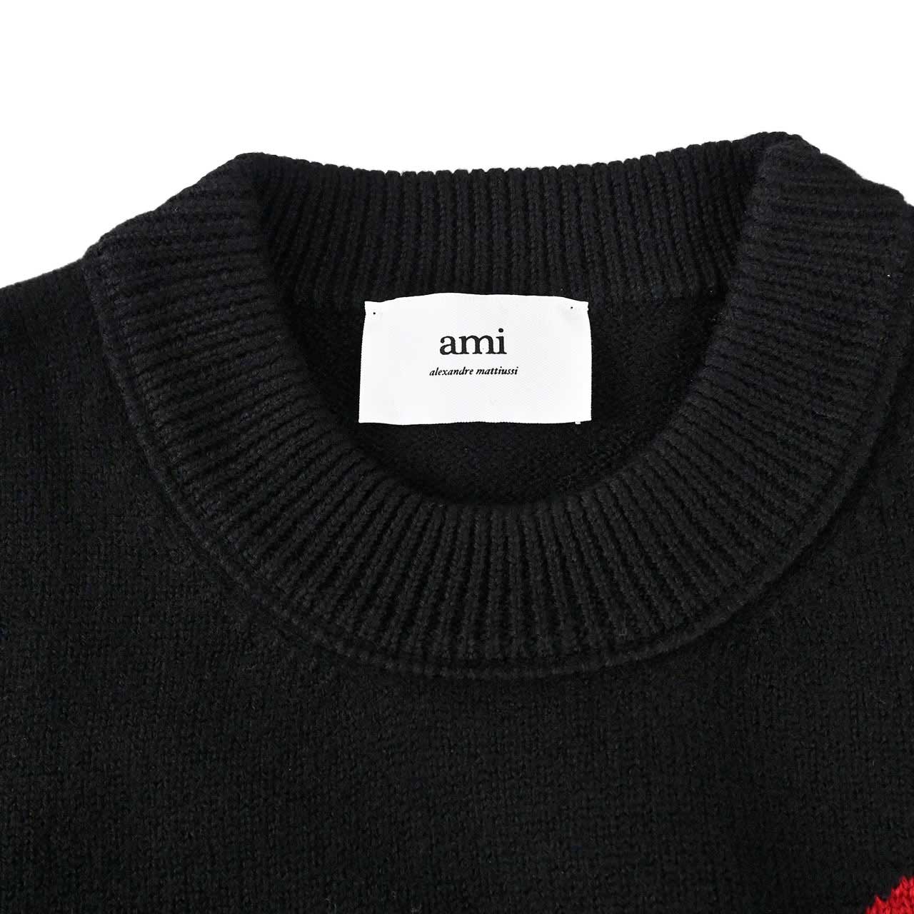 ★アミ AMI セーター BFUKS006.018 009 ブラック 2024AW メンズ