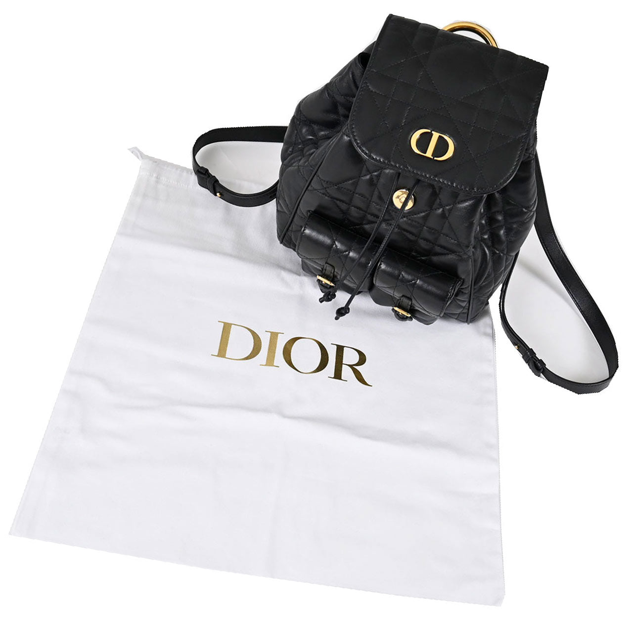 ★クリスチャンディオール CHRISTIAN DIOR バックパック Sac a dos Dior Caro M6301UNOZ M900 ブラック 2025SS レディース