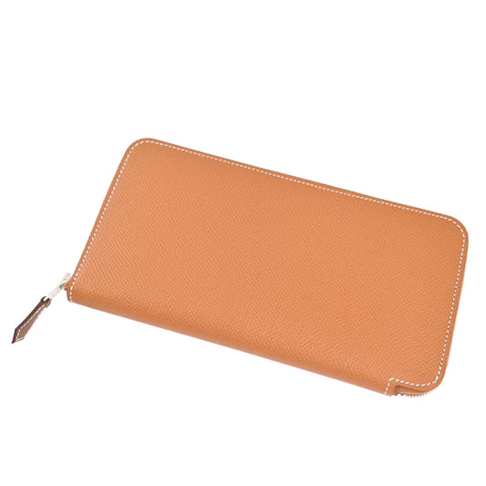 ★エルメス HERMES ラウンドファスナー長財布 アザップ シルクイン H084387CKAD ブラウン レディース