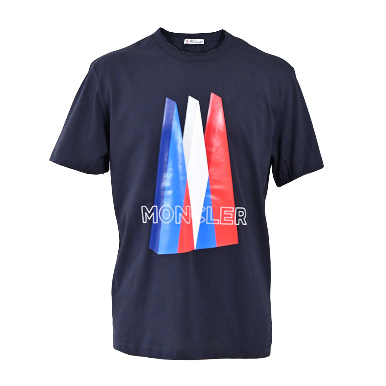 ★モンクレール MONCLER クルーネック半袖Ｔシャツ 8C01148 8390Y 778 ネイビー  メンズ