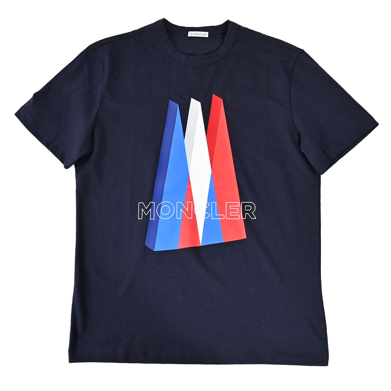 ★モンクレール MONCLER クルーネック半袖Ｔシャツ 8C01148 8390Y 778 ネイビー  メンズ