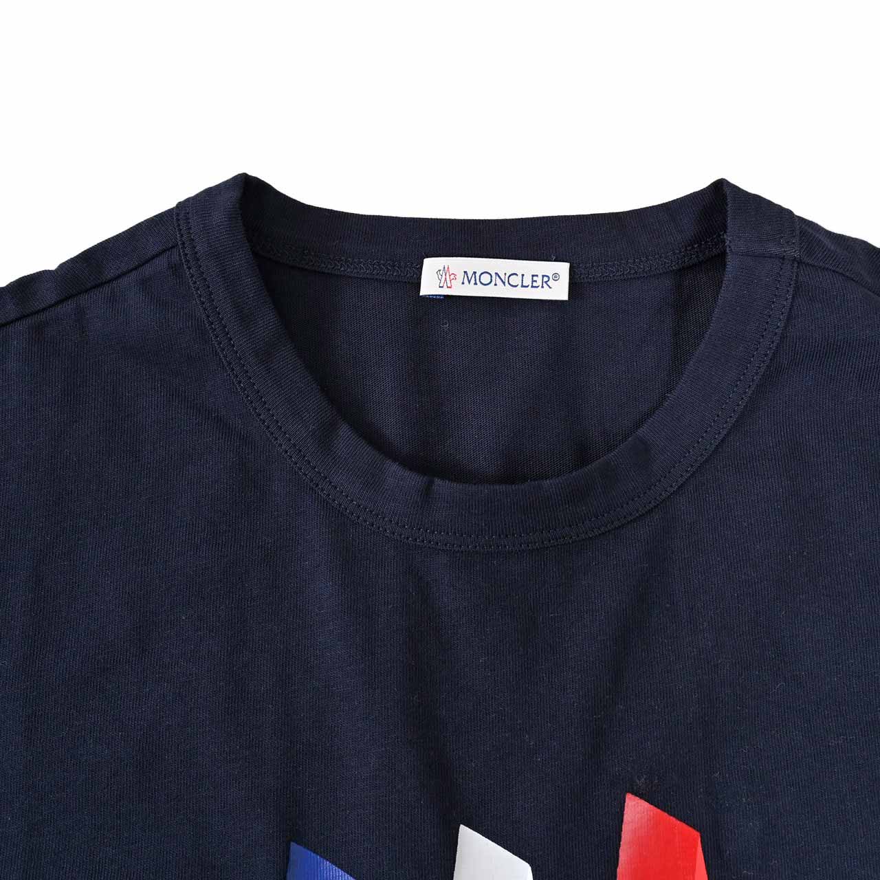 ★モンクレール MONCLER クルーネック半袖Ｔシャツ 8C01148 8390Y 778 ネイビー  メンズ