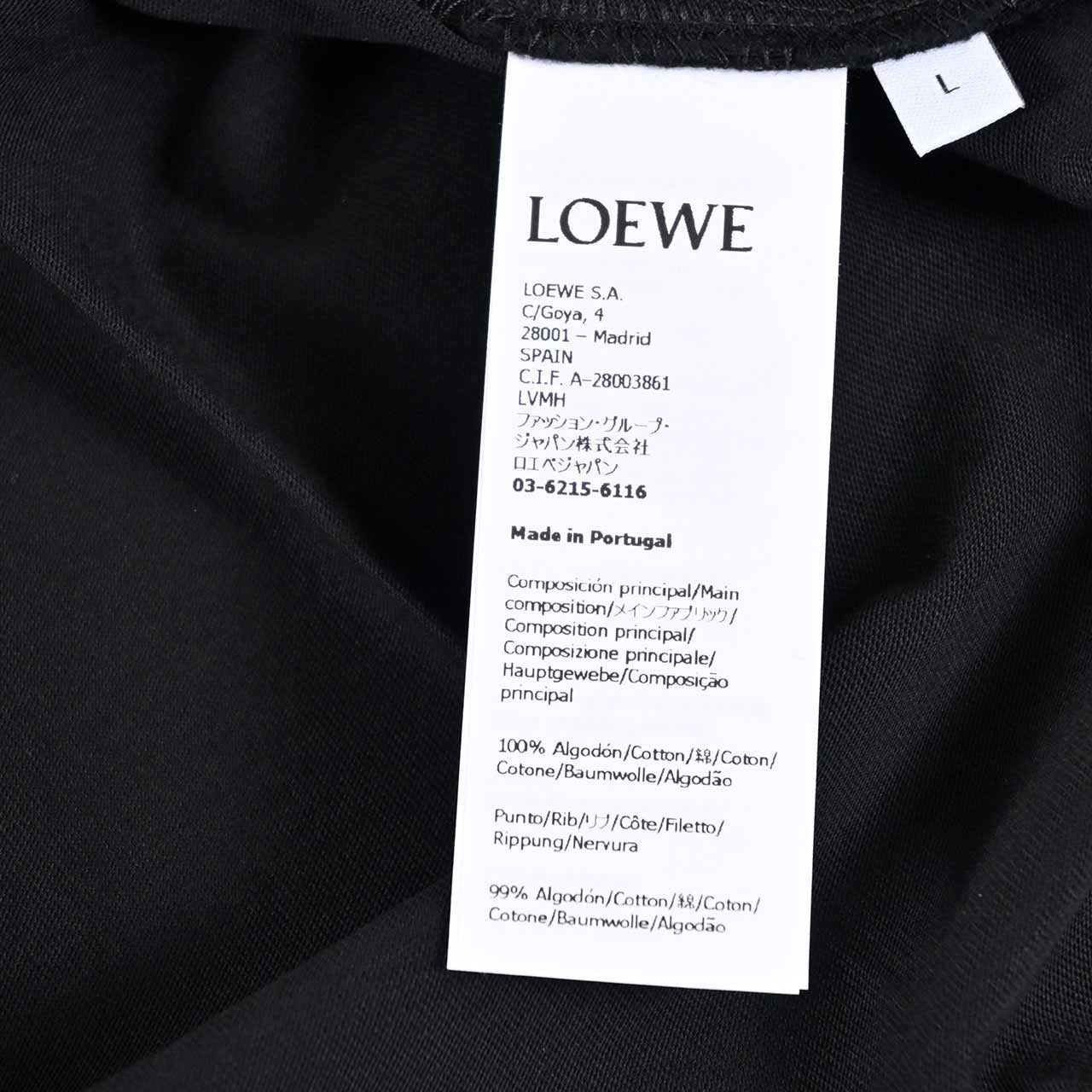 ★ロエベ LOEWE Tシャツ H526Y22XAT 1100 ブラック メンズ