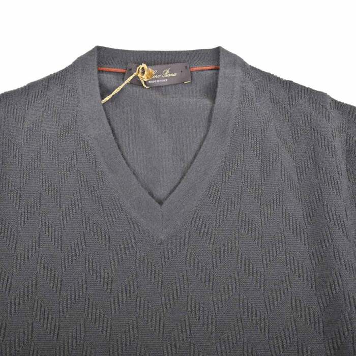 ロロピアーナ カシミヤ 長袖 Vネックセーター LOROPIANA FAI2392 グレー　メンズ