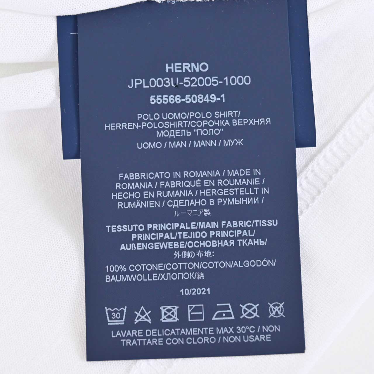 ヘルノ HERNO ポロシャツ JPL003U 520051000 1000 ホワイト 2022年春夏 メンズ