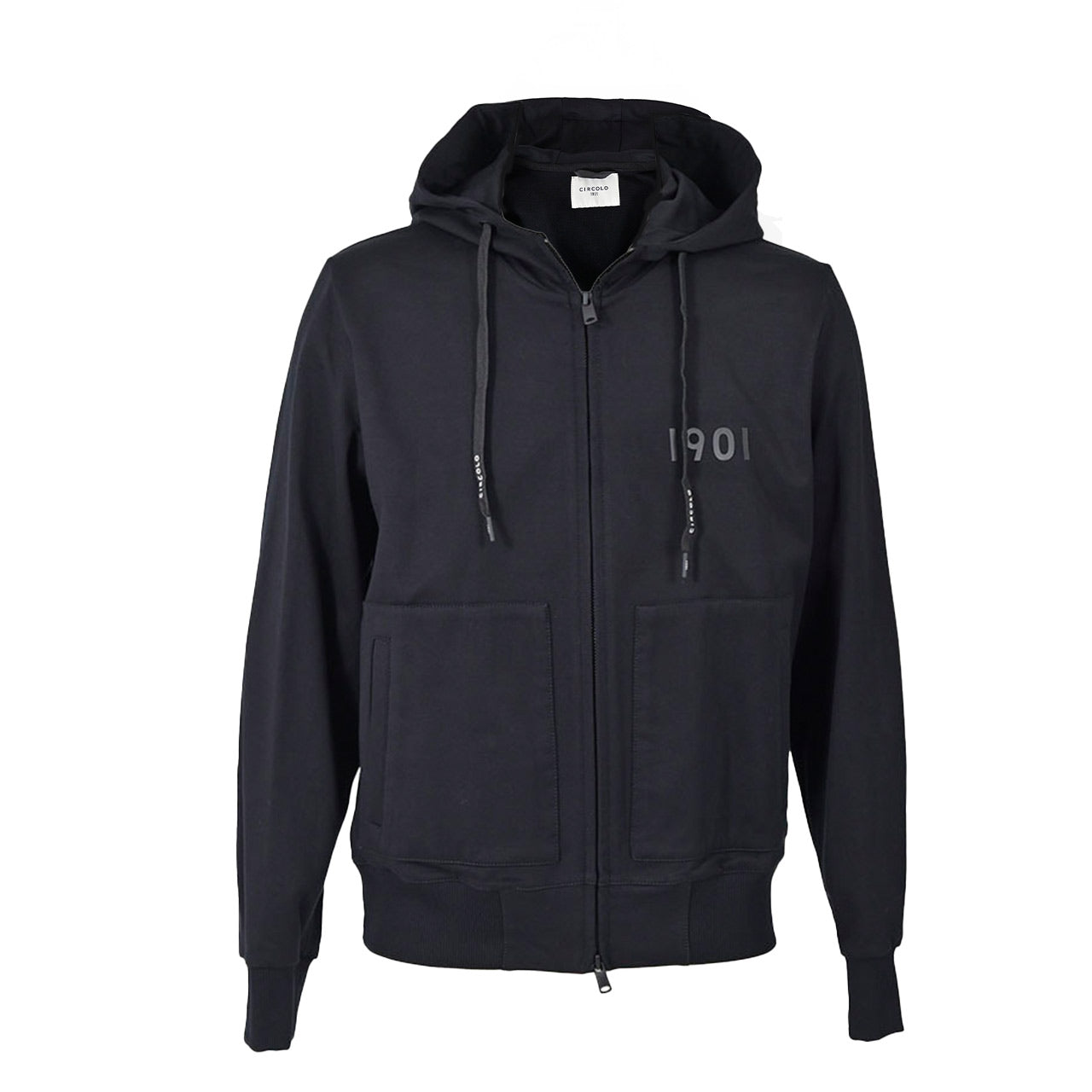 チルコロ CIRCOLO 1901 ジップアップパーカー HOODIE FULL ZIP FELPA CN4052 001 ブラック 2023AW メンズ