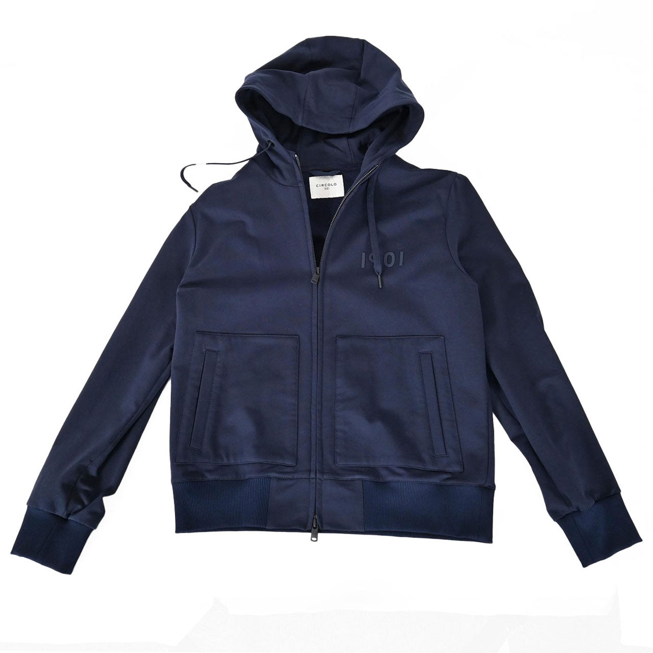 チルコロ CIRCOLO 1901 ジップアップパーカー HOODIE FULL ZIP FELPA CN4052 447 ネイビー 2023AW メンズ