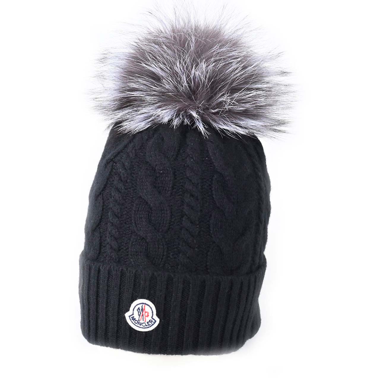 モンクレール MONCLER ニット帽 シルバーフォックス　D20939960810 ブラック  メンズ レディース