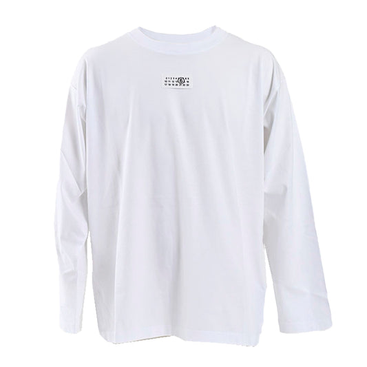 エムエムシックス メゾン マルジェラ MM6 Maison Margiela クルーネック長袖Ｔシャツ S24312 SH0GC0007 100 ホワイト 2023AW メンズ