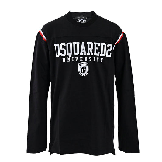 ディースクエアード DSQUARED2 クルーネック長袖Ｔシャツ S74GD1218 S24658 Varsity Fit Tee 900 ブラック 2024SS メンズ