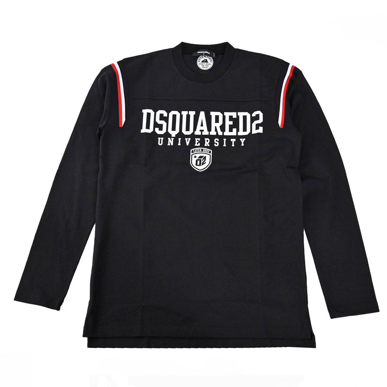 ディースクエアード DSQUARED2 クルーネック長袖Ｔシャツ S74GD1218 S24658 Varsity Fit Tee 900 ブラック 2024SS メンズ