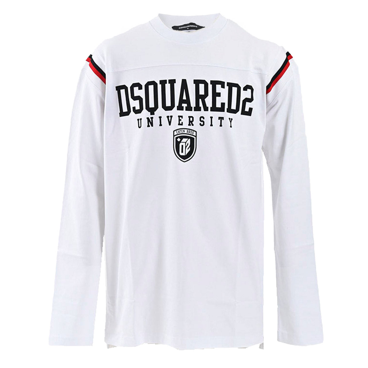 ディースクエアード DSQUARED2 クルーネック長袖Ｔシャツ S74GD1218 S24658 Varsity Fit Tee 100 ホワイト 2024SS メンズ